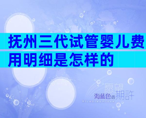 抚州三代试管婴儿费用明细是怎样的