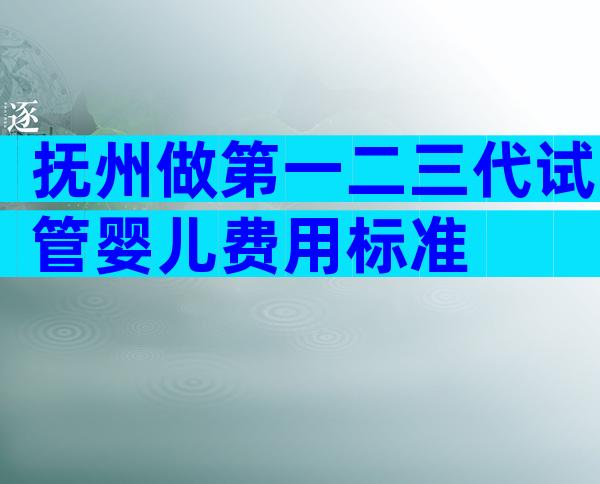 抚州做第一二三代试管婴儿费用标准
