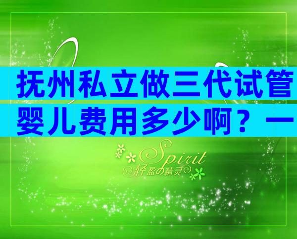 抚州私立做三代试管婴儿费用多少啊？一次便可以成功率多少