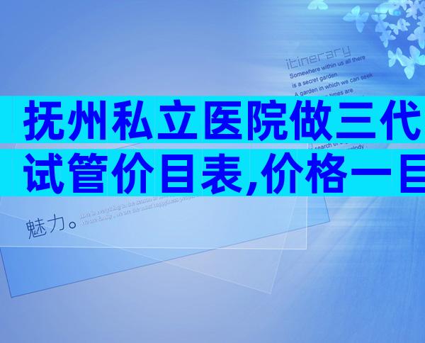 抚州私立医院做三代试管价目表,价格一目了然