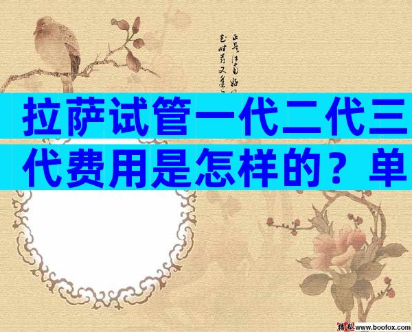 拉萨试管一代二代三代费用是怎样的？单次费用不超过8万