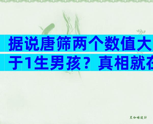 据说唐筛两个数值大于1生男孩？真相就在孕检报告单上