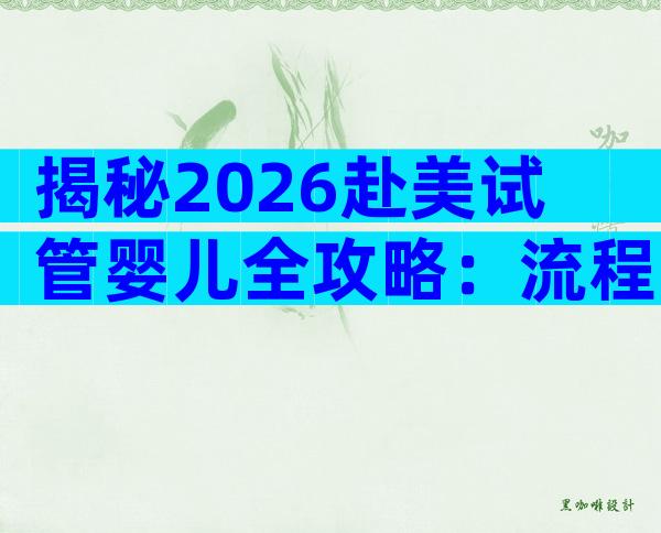 揭秘2026赴美试管婴儿全攻略：流程、费用与顶尖医院一网打尽