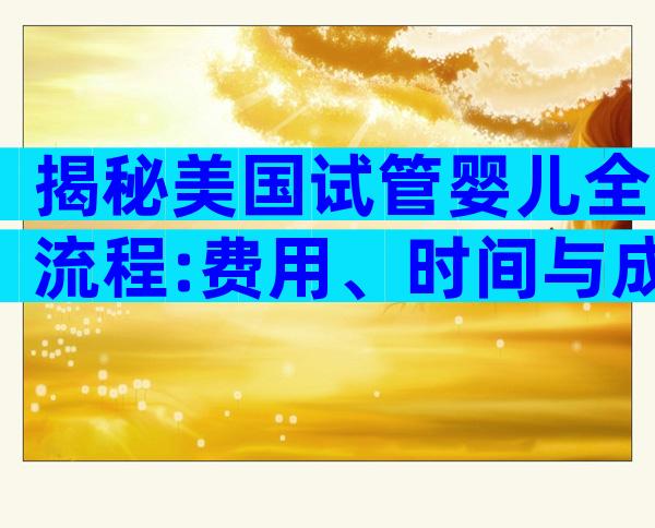 揭秘美国试管婴儿全流程:费用、时间与成功率一览