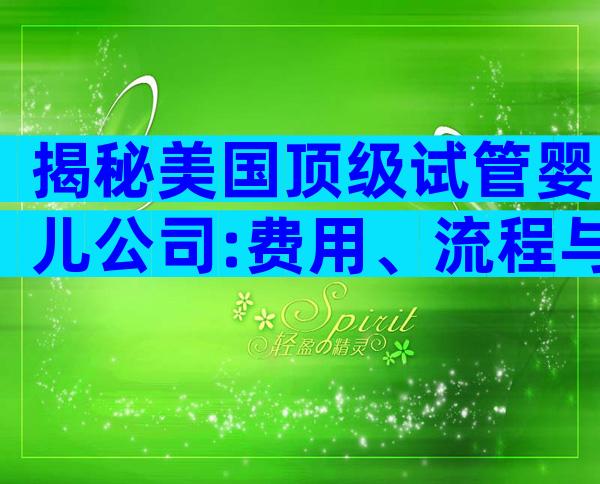 揭秘美国顶级试管婴儿公司:费用、流程与成功要点全解析