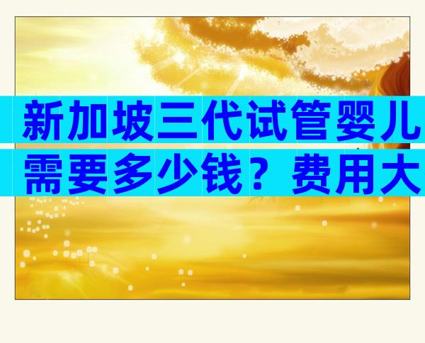 新加坡三代试管婴儿需要多少钱？费用大揭秘！
