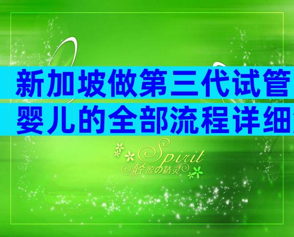 新加坡做第三代试管婴儿的全部流程详细解答！