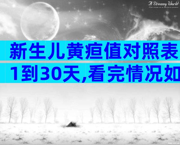 新生儿黄疸值对照表1到30天,看完情况如何心中有数