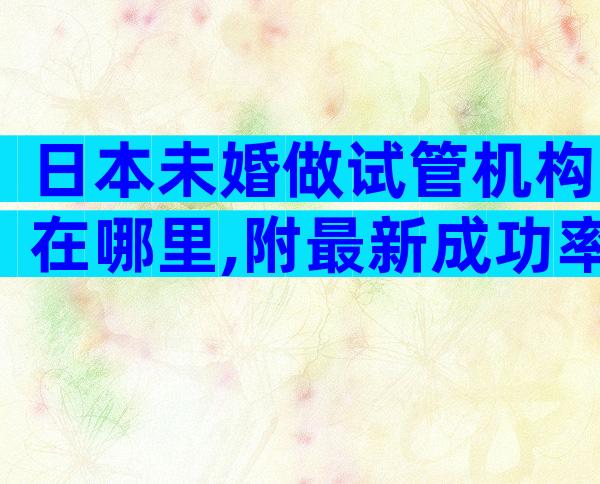 日本未婚做试管机构在哪里,附最新成功率排名