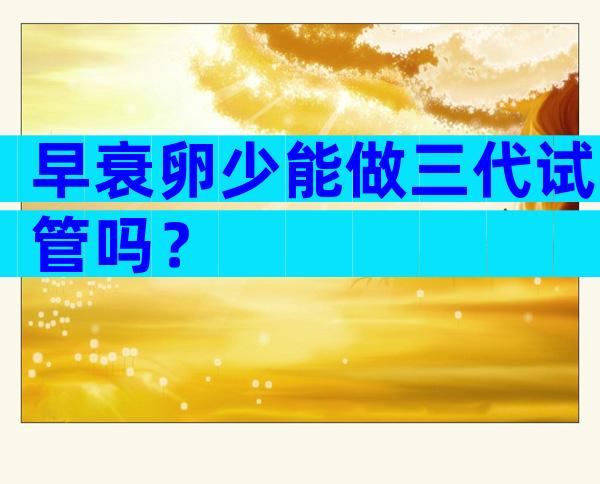 早衰卵少能做三代试管吗？