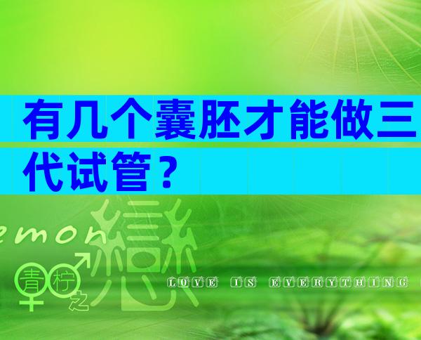 有几个囊胚才能做三代试管？