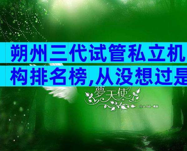 朔州三代试管私立机构排名榜,从没想过是这家