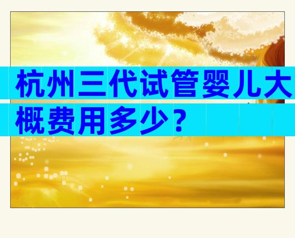 杭州三代试管婴儿大概费用多少？