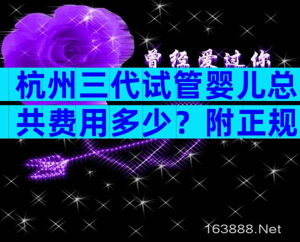 杭州三代试管婴儿总共费用多少？附正规医院条件一览！