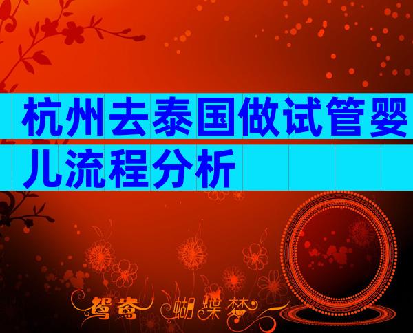 杭州去泰国做试管婴儿流程分析