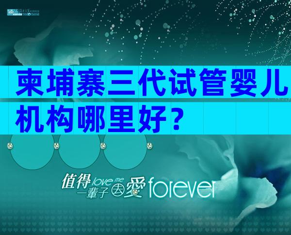 柬埔寨三代试管婴儿机构哪里好？