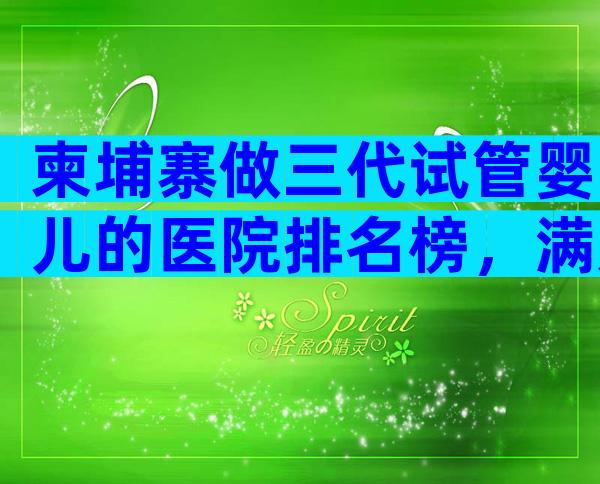 柬埔寨做三代试管婴儿的医院排名榜，满足条件就可以