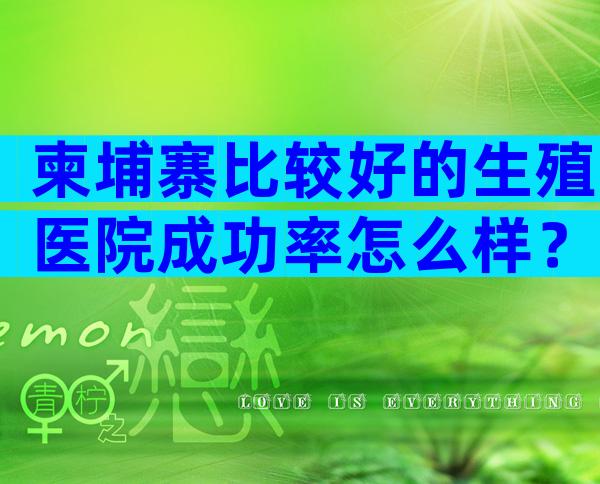 柬埔寨比较好的生殖医院成功率怎么样？结果出乎意料