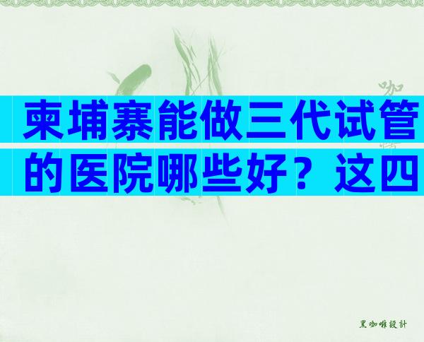 柬埔寨能做三代试管的医院哪些好？这四家当之无愧