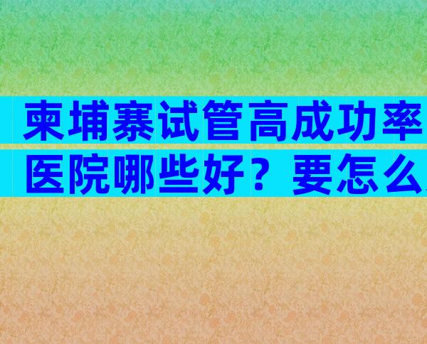 柬埔寨试管高成功率医院哪些好？要怎么选择机构