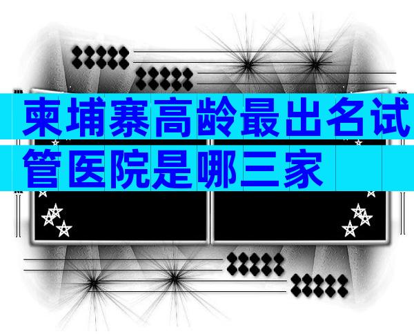 柬埔寨高龄最出名试管医院是哪三家