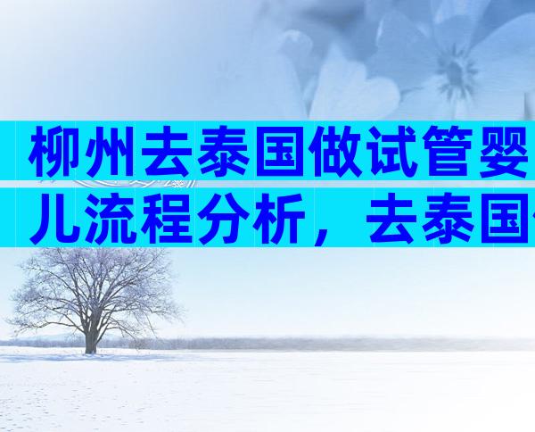 柳州去泰国做试管婴儿流程分析，去泰国做试管需要什么手续