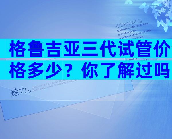 格鲁吉亚三代试管价格多少？你了解过吗？