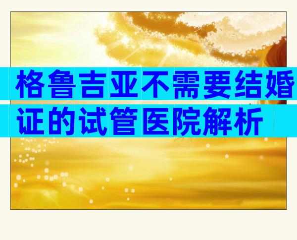 格鲁吉亚不需要结婚证的试管医院解析