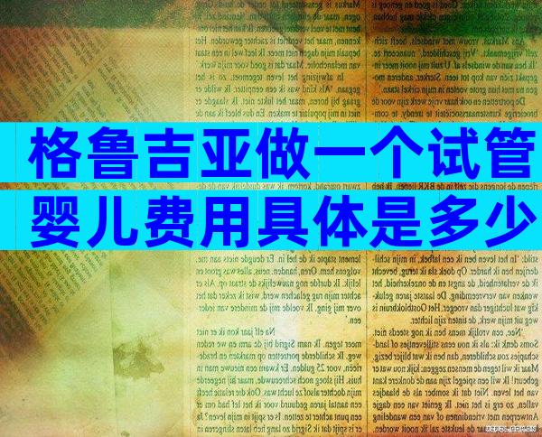 格鲁吉亚做一个试管婴儿费用具体是多少