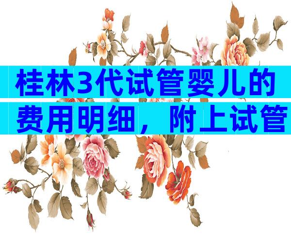 桂林3代试管婴儿的费用明细，附上试管的注意事项！