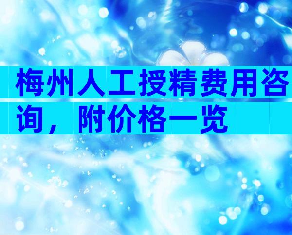 梅州人工授精费用咨询，附价格一览
