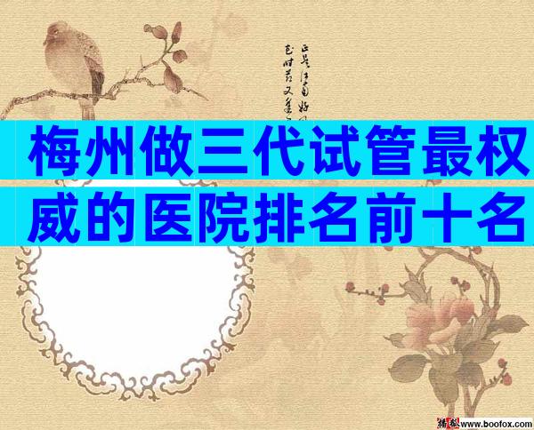 梅州做三代试管最权威的医院排名前十名,低价高销要避开