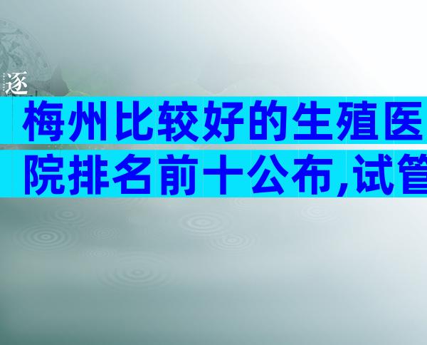 梅州比较好的生殖医院排名前十公布,试管婴儿机构推荐