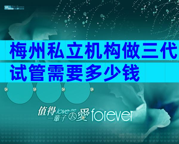 梅州私立机构做三代试管需要多少钱