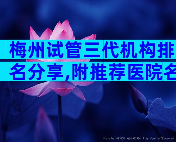 梅州试管三代机构排名分享,附推荐医院名单
