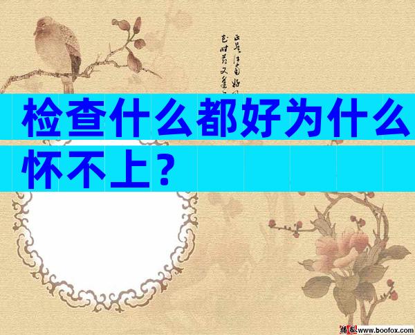 检查什么都好为什么怀不上？
