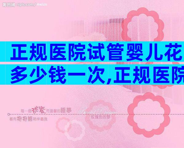 正规医院试管婴儿花多少钱一次,正规医院试管婴儿花多少钱一次费用