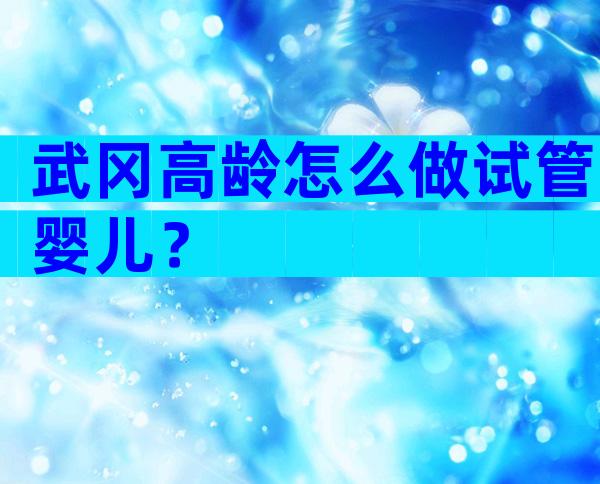 武冈高龄怎么做试管婴儿？