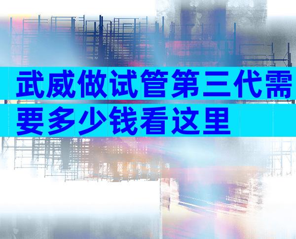 武威做试管第三代需要多少钱看这里