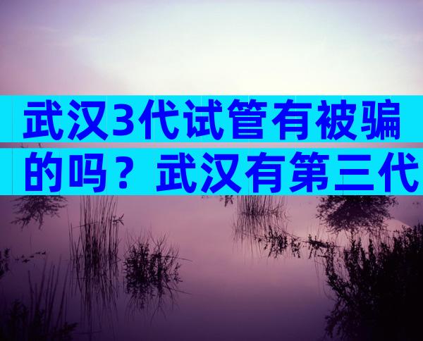 武汉3代试管有被骗的吗？武汉有第三代试管吗？