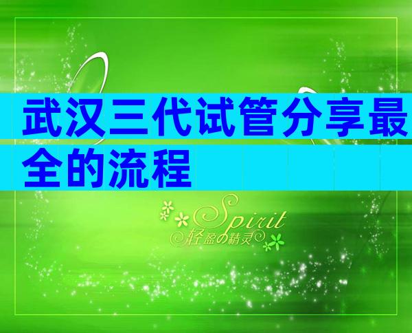 武汉三代试管分享最全的流程