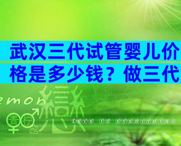 武汉三代试管婴儿价格是多少钱？做三代试管婴儿要多少钱