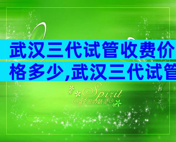 武汉三代试管收费价格多少,武汉三代试管收费价格多少钱