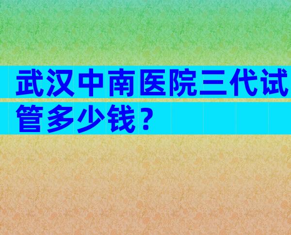 武汉中南医院三代试管多少钱？