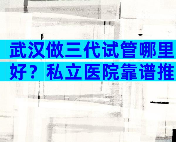 武汉做三代试管哪里好？私立医院靠谱推荐