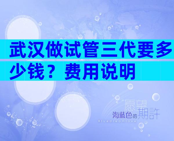 武汉做试管三代要多少钱？费用说明