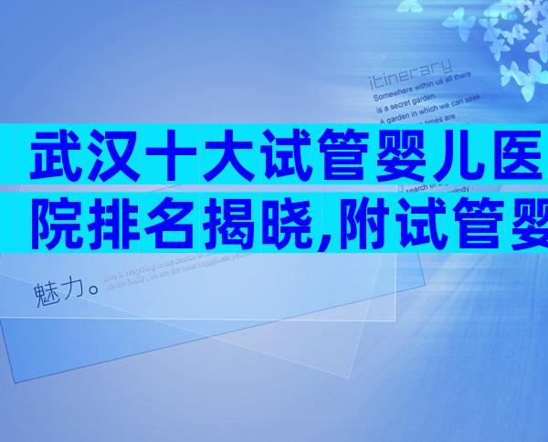 武汉十大试管婴儿医院排名揭晓,附试管婴儿成功率高的医院推荐!