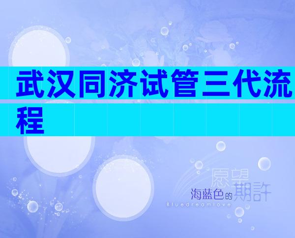 武汉同济试管三代流程
