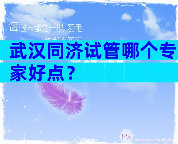 武汉同济试管哪个专家好点？