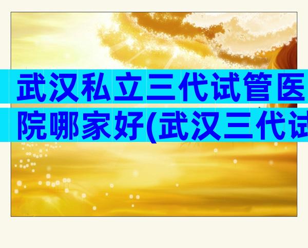 武汉私立三代试管医院哪家好(武汉三代试管比较好的医院)